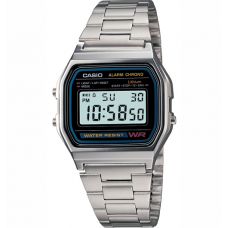 Casio Relógio Digital Vintage A158W-1 Prata e Preto